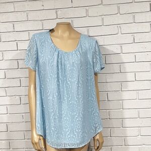 Talbots Light Blue Patterned Women's Top